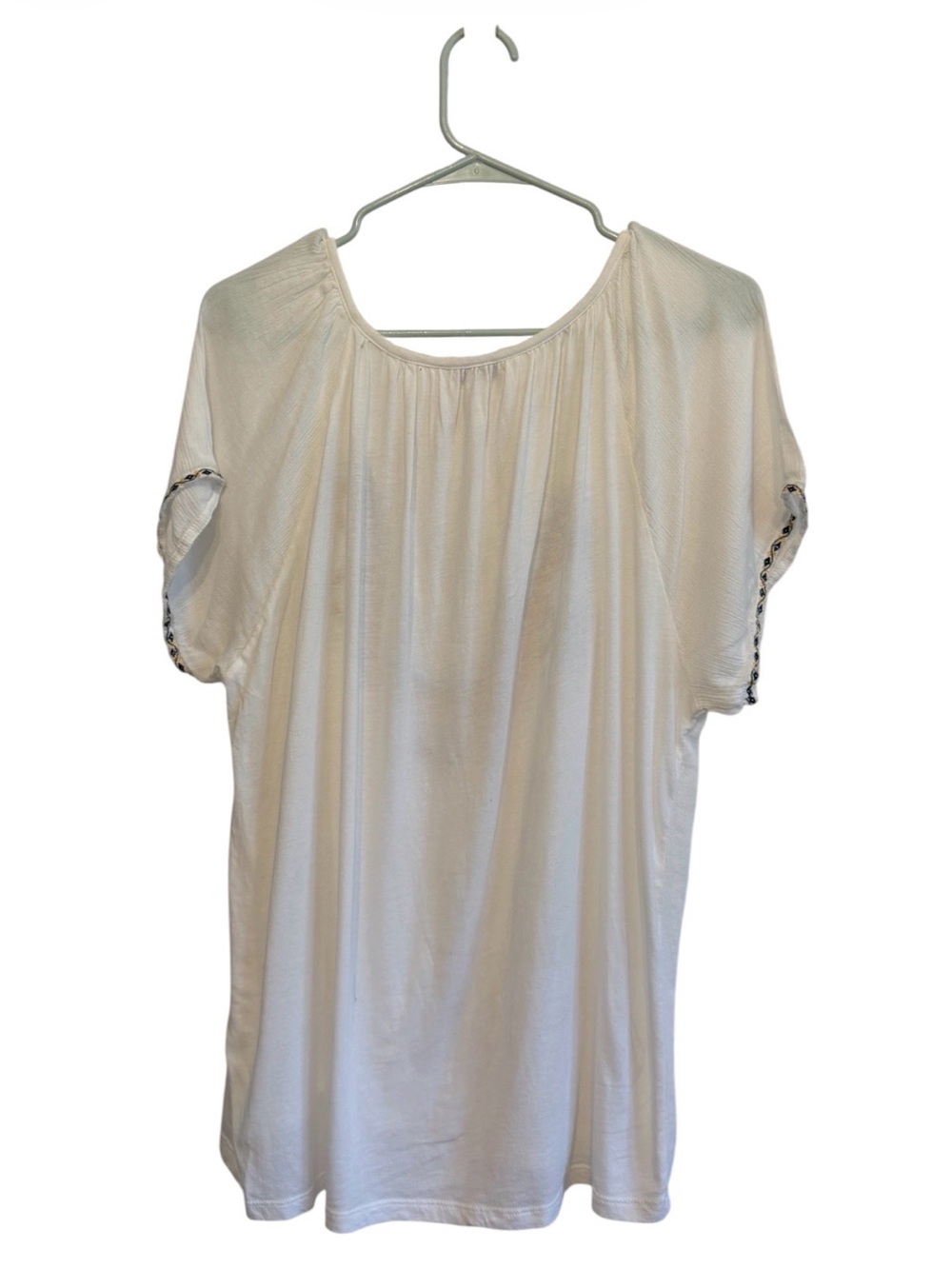 Lucky Brand Cream Embroidered Tassel Peasant Tunic size XL - Picture 2 of 3
